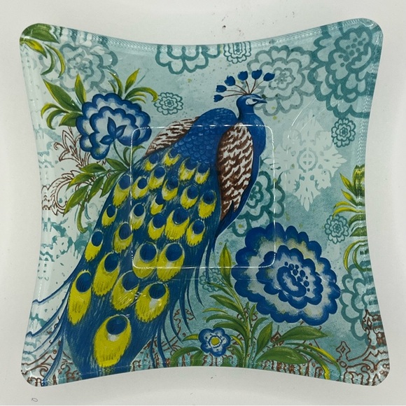 Peacock Design Decorative Glass Plate - Picture 1 of 9